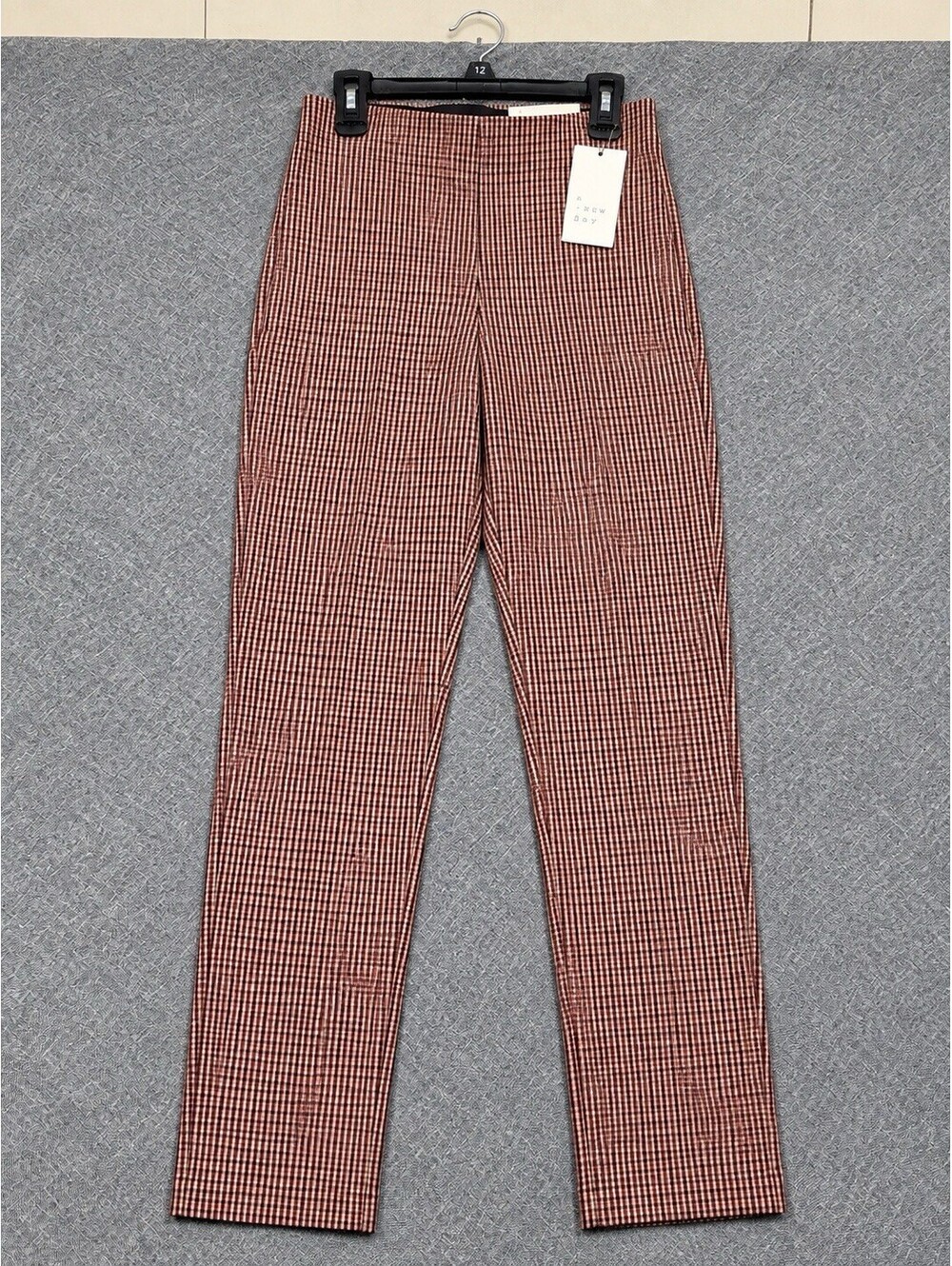 NWT A New Day High-Rise Plaid Skinny Ankle Pants Brown/Red Size 4 Side-Zip